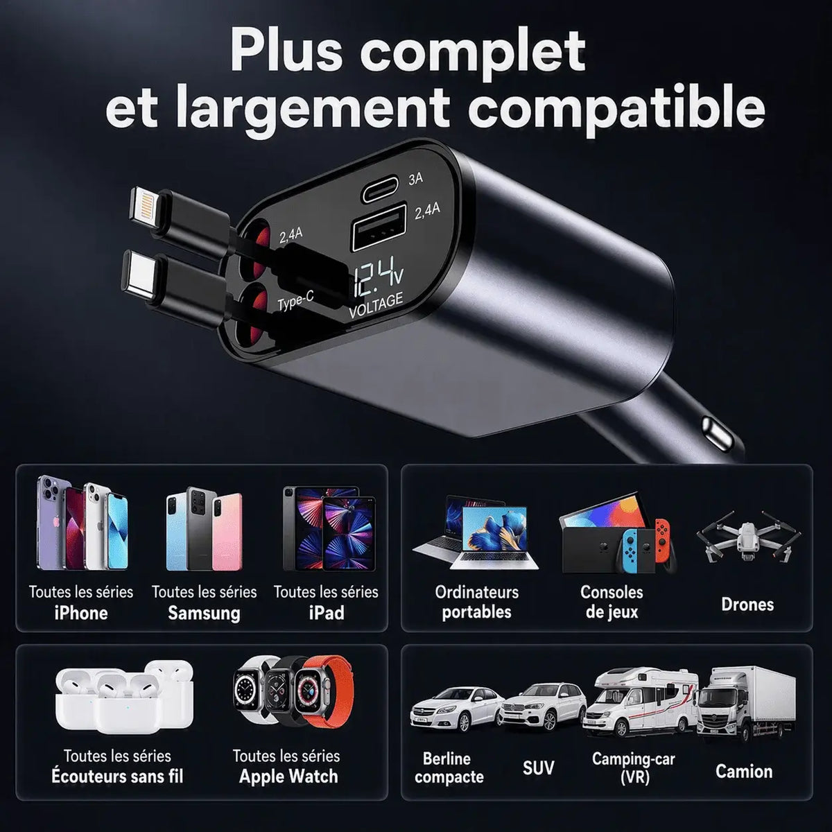 Super Car Fast Charger : Tirez, branchez & rechargez