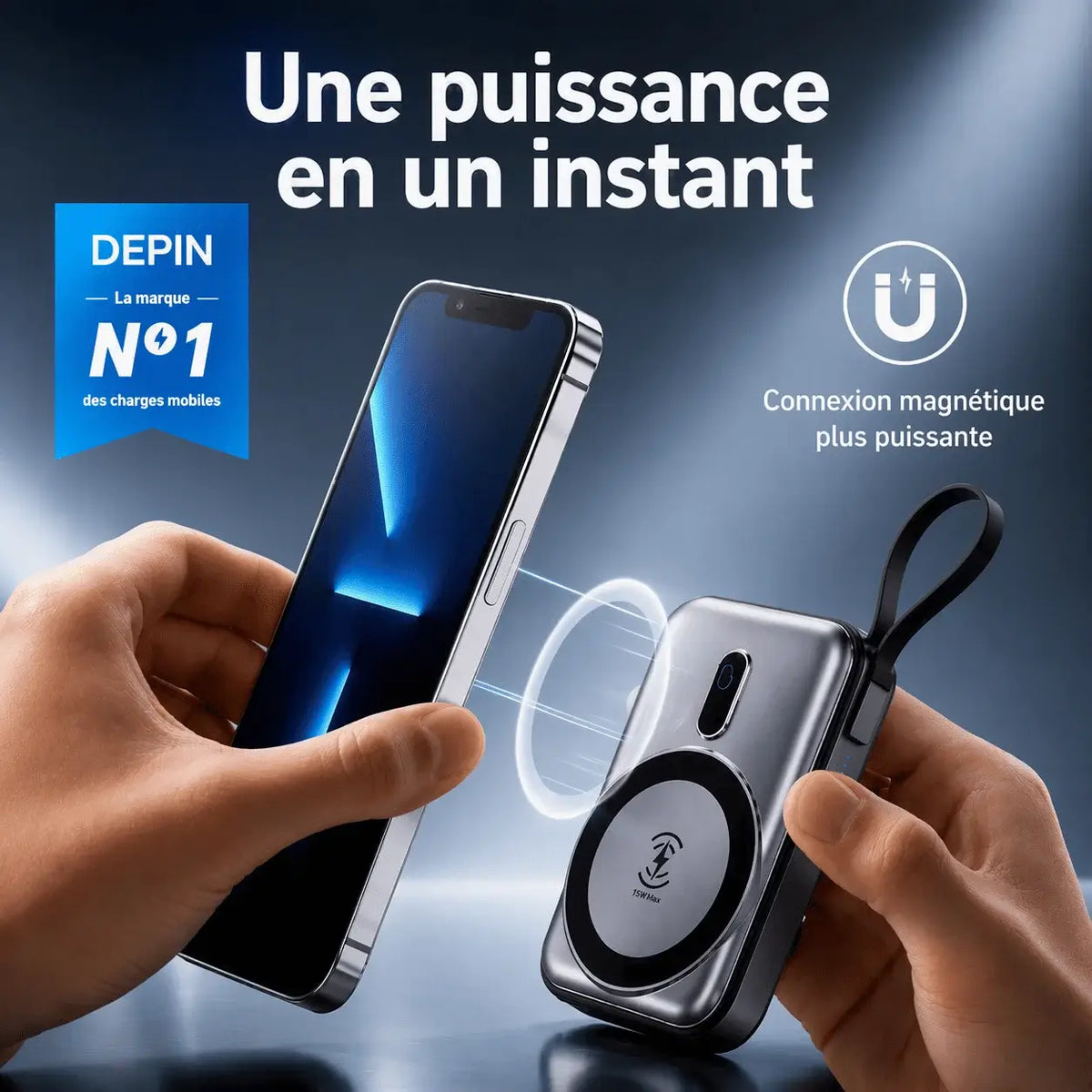 Powerbank Magnétique DEPIN : Support, Portable & Magnétique